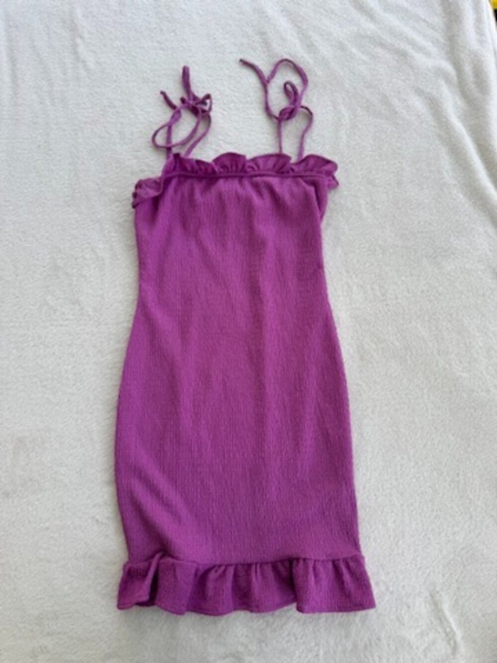 Bebe Purple Mini Ruffle Dress Size S